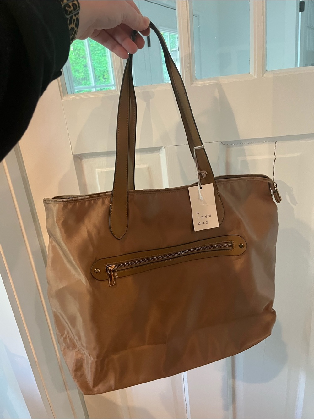 Target Desert Tan Tote with Front Zip Pocket